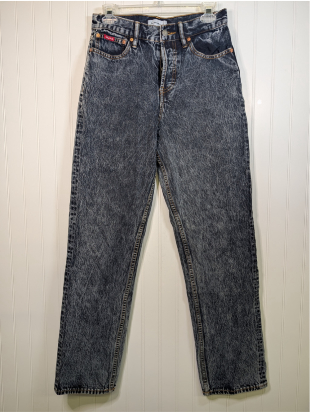 Teddy Fresh Vintage Inspired Acid Wash Jeans Size 26 High Rise Straight Leg Gray